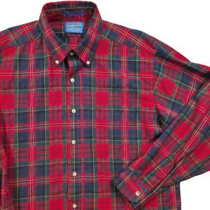 Sir Pendleton Red Macpherson Tartan Plaid Worsted Wool Shirt Mens Large * READ